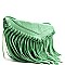 Faux-Leather Body Fringed Flap Messenger Bag