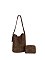 Faux Suede 2-in-1 Bucket Shoulder Bag
