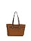 Faux Suede Belted Tote Shopper