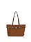 Faux Suede Belted Tote Shopper