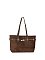 Faux Suede Belted Tote Shopper