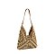 Dual Tone Crochet Woven Shoulder Hobo