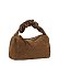 Faux Suede Ruched Handle Satchel
