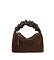 Faux Suede Ruched Handle Satchel