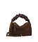 Faux Suede Ruched Handle Satchel
