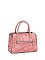 Embossed Flower Top Handle Satchel