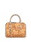 Embossed Flower Top Handle Satchel