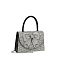 Rhinestone Bow Flap Top Handle Clutch Satchel