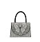 Rhinestone Bow Flap Top Handle Clutch Satchel