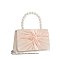 Ruched Satin Pearl Handle Clutch