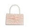 Ruched Satin Pearl Handle Clutch