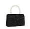 Ruched Satin Pearl Handle Clutch