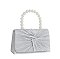 Ruched Satin Pearl Handle Clutch
