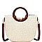 Wooden Handle Drawstring Woven Straw Satchel MH-GY281