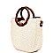 Wooden Handle Drawstring Woven Straw Satchel MH-GY281