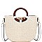 Wooden Handle Drawstring Woven Straw Satchel MH-GY281