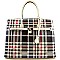 Classic Plaid Print Padlock Over-sized Tote