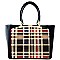 Checker Plaid Print Classic Patent Tote