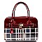 Checker Plaid Print Padlock Boutique Satchel