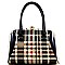 Classic Patent Checker Print Jewel-top Frame Satchel