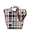 Two Bag Plaid Checker Pattern 2 in 1 Patent Tote