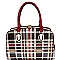 GZ6954-L Checker Plaid Print Patent Rhinestone Jewel-Top Frame Satchel