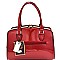 GZ6954-L Checker Plaid Print Patent Rhinestone Jewel-Top Frame Satchel