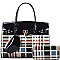 3 IN 1 GLOSSY CHECK SATCHEL WALLET SET