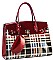 3 IN 1 GLOSSY CHECK SATCHEL WALLET SET