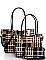 COLOR BLOCK PLAID SATCHEL 3PC SET