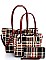 COLOR BLOCK PLAID SATCHEL 3PC SET