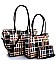 COLOR BLOCK PLAID SATCHEL 3PC SET
