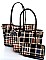 COLOR BLOCK PLAID SATCHEL 3PC SET