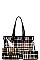 GLOSSY PLAID CHECK SHOPPER 3 IN 1 CROSS BODY AND WALLET SET