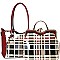 Plaid Check Leatherette Metal Handle 2in1 Bag