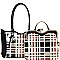 Plaid Check Leatherette Metal Handle 2in1 Bag