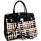 CHECKERED PATENT PADLOCK SATCHEL WALLET SET