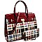 CHECKERED PATENT PADLOCK SATCHEL WALLET SET