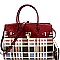 CHECKERED PATENT PADLOCK SATCHEL WALLET SET