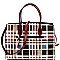 CHECKERED PATENT PADLOCK SATCHEL WALLET SET