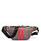 TRENDY STRIPED CHECK FAUX LEATHER WAIST BAG JY-H-882231