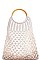 WOODEN HANDLE ROPE WOVEN TOTE BAG