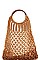 WOODEN HANDLE ROPE WOVEN TOTE BAG