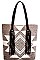 CLASSIC WOVEN CANVAS GEOMETRIC FABRIC TOTE BAG JYHB411