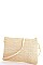 TRENDY CHIC NATURAL WOVEN CLUTCH WITH LONG STRAP