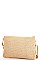 MODERN FASHION WOVEN FEATHER CLUTCH WITH LONG STRAP
