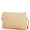 STYLISH WOVEN CANVAS FEATHER DESIGNED FASHION CLUTCH WITH LONG STRAP JYHB423