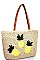 PINEAPPLE DESIGN NATURAL STRAW WOVEN TOTE BAG