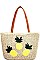 PINEAPPLE DESIGN NATURAL STRAW WOVEN TOTE BAG