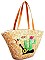 CACTUS DESIGN STRAW WOVEN TOTE BAG